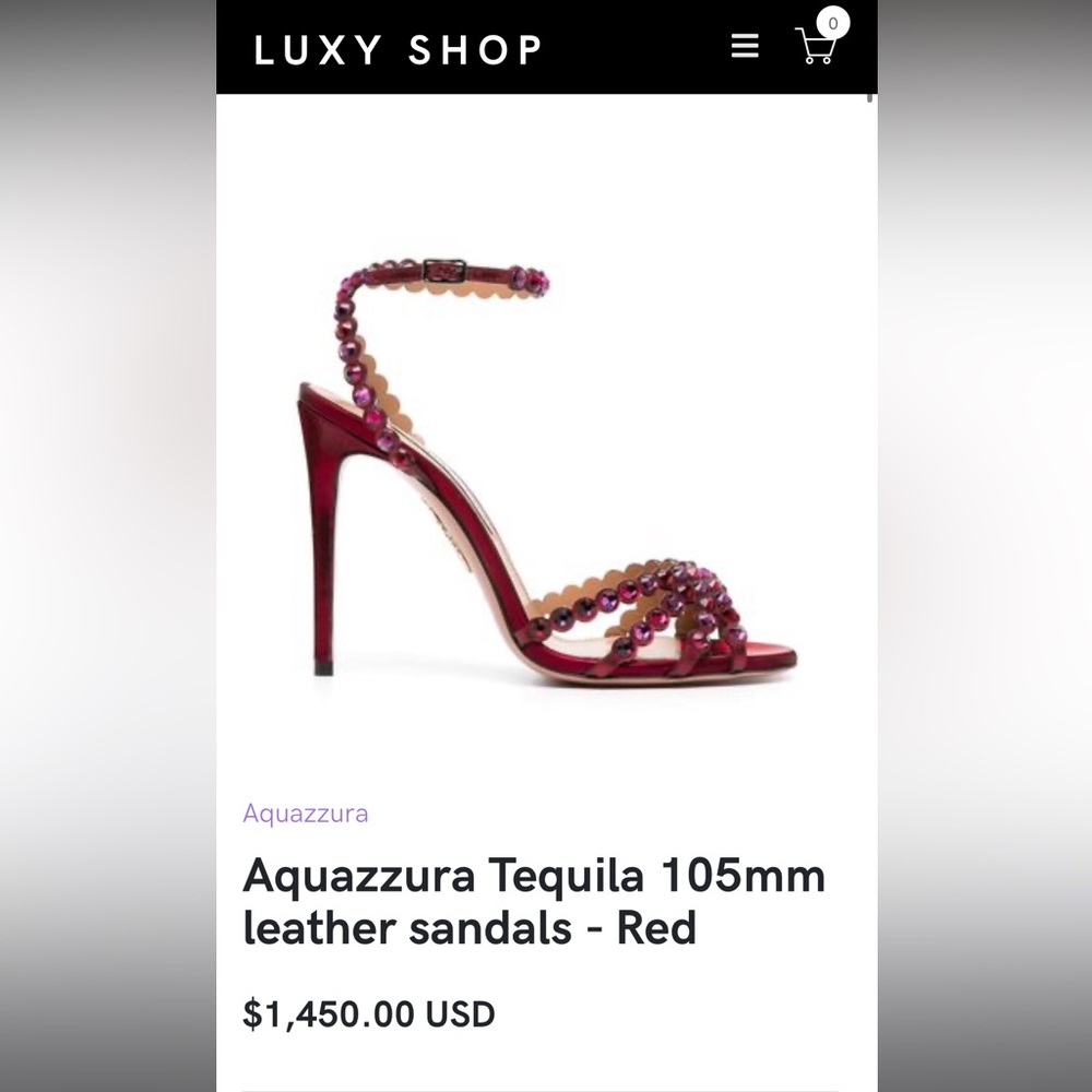 Aquazzura Tequila 105mm Leather Heels - Red/Burgundy in Size 37